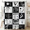 Modern Black White Music Notes Shower Curtain Abstract Design Decor For Bathroom Perfect Gift Idea (Customizable Sizes)