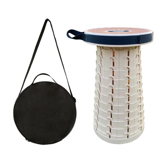 Outdoor Folding Stool with Carrying Handle Height Adjustable Retractable Stool Heavy Duty Camping Picnic Fishing Collapsible Telescoping Chair Seat