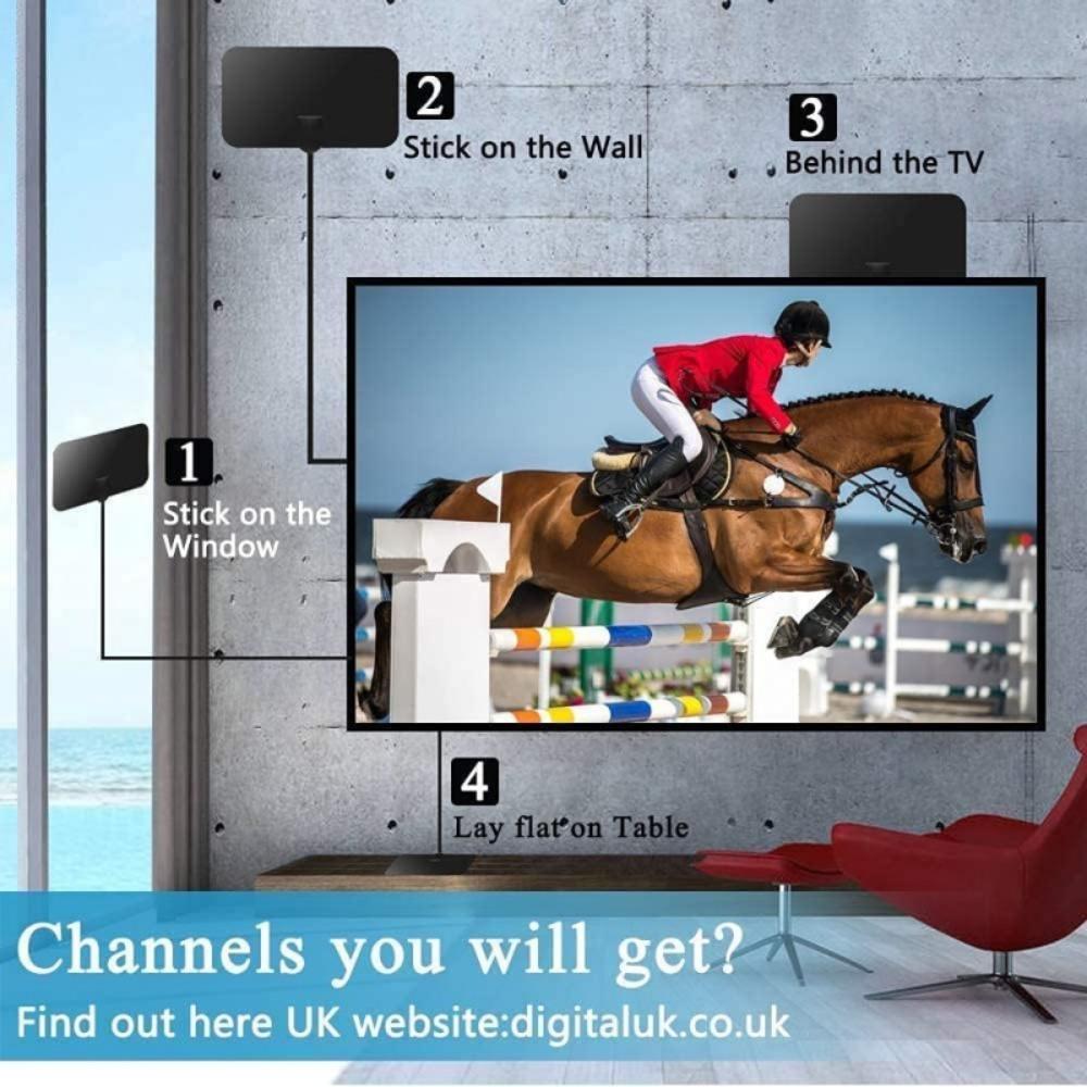 2025 Ultra HD Indoor TV Antenna with Amplifier - 250-mile Range, Supports SD/HD/UHD, Includes Coaxial Cable, Stable Signal