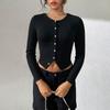 Korean Temperament Slim Fit Autumn and Winter New Pit Strip Knitted Button Cardigan Women's Inner Wear Outer Top