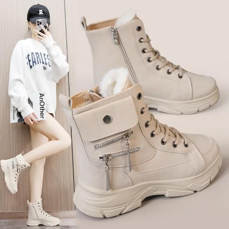 New Fashion Women's Winter Ankle Boots Warm Anti-slip Casual Shoes Woman Snow Boots High Quality Zipper Motorcycle Boot