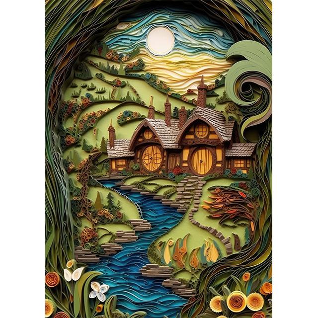 Paper Quilling Visual Effects Landscape Prints Poster Canvas Painting Modern Wall Art Picture For Living Room Bedroom Home Decor