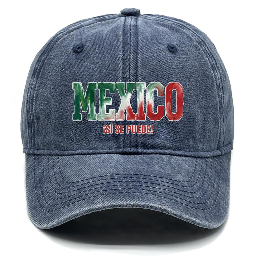 "MEXICO" "SI SE PUEDE" Flag Printed Snapback Baseball Cap , Adjustable Baseball Hat Lightweight Inelastic Fashion Unisex Dad Hat