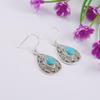 Turquoise Dangle Earrings, Teardrop Kingman Turquoise Handmade Earrings, 925 Sterling Silver Earrings, Birthday Gift