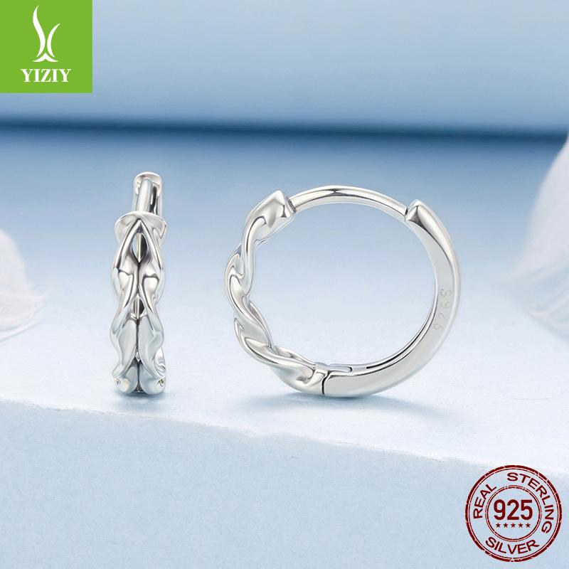 Twist Line Ear Buckle Female Cold Wind S925 Sterling Silver Earrings Earrings