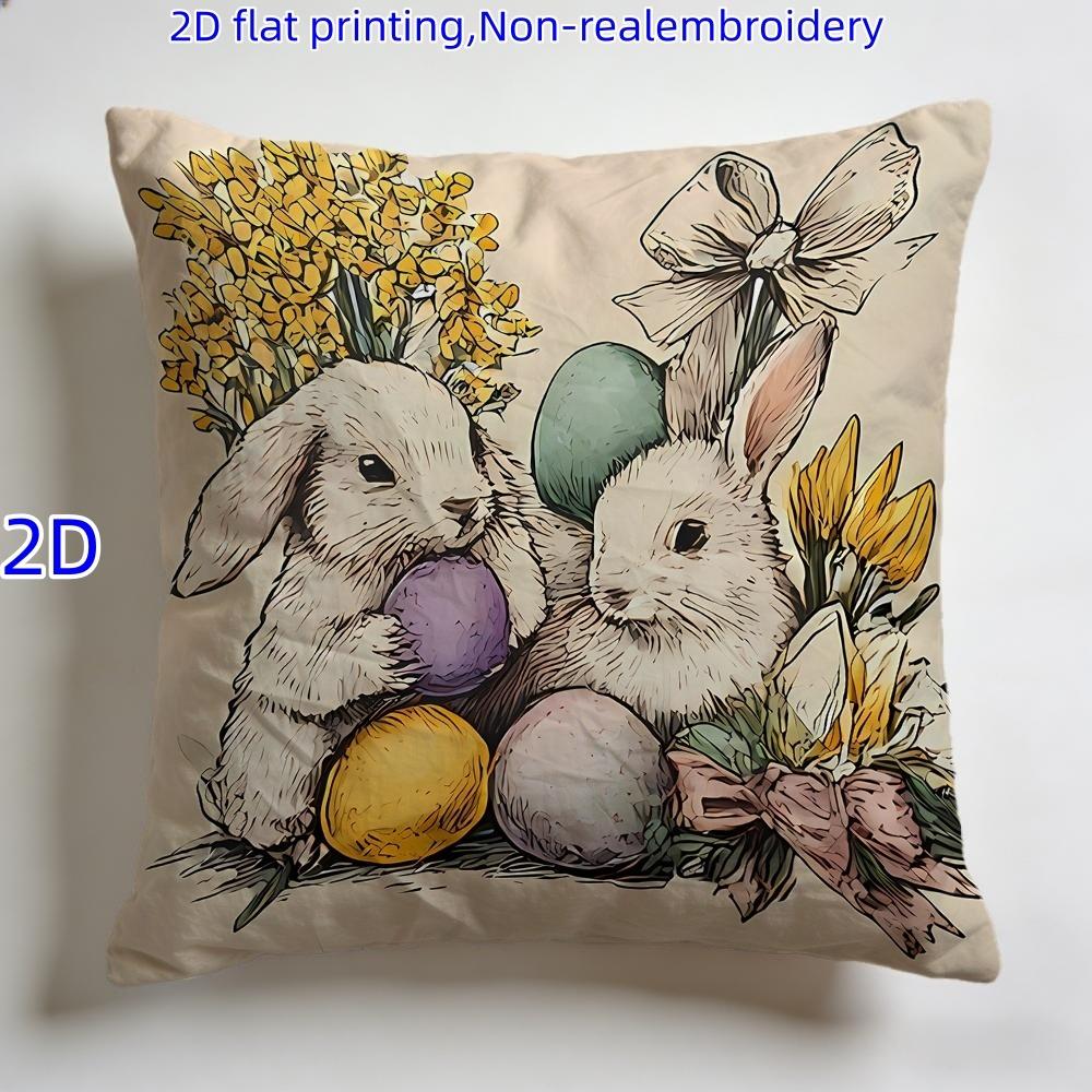 1 Stück 2D flach bedruckter Oster-Thema Kissenbezug