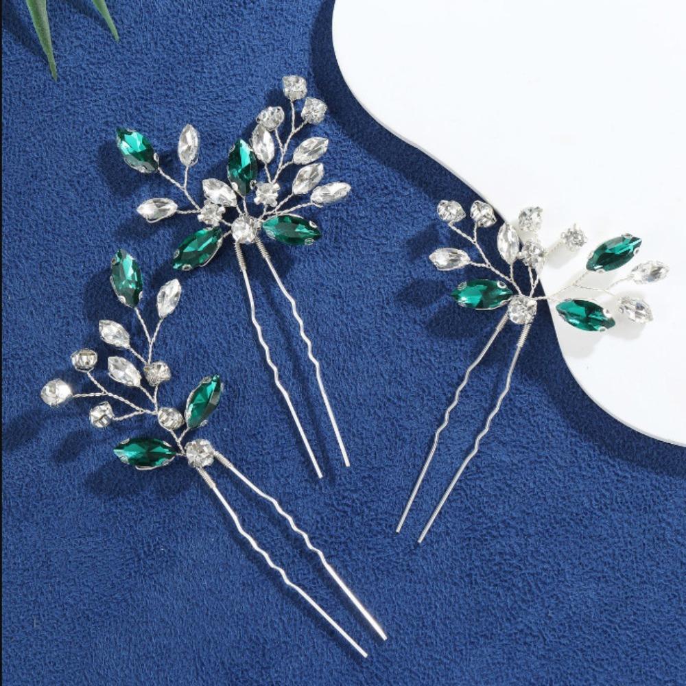 3pcs Handmade Rhinestone Hairpin Sparkling Women Tiara Stylish Bride Hair Accessories Girl
