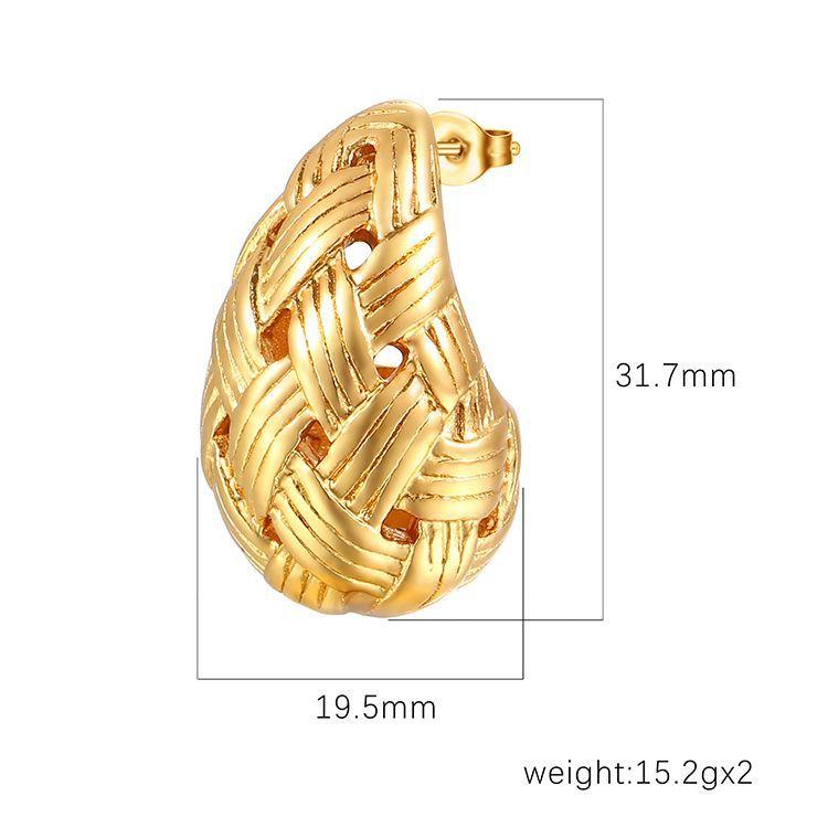 Stainless steel water drop earrings, premium women's retro trend 18K titanium steel earrings