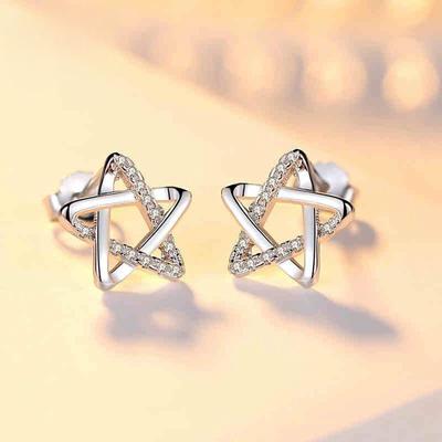 Boucles d'oreilles Pendentif Étoile Zircon Pentagramme Mode Personnalité Mignonne Tempérament Étudiant Créatif Boucles d'oreilles Clous Femme