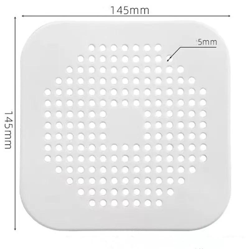 1pc/5pcs Square Silicone Floor Drain Sticker Bathroom Sewer Hair Filter Drain Cover Home Bathroom Floor Drain Mat