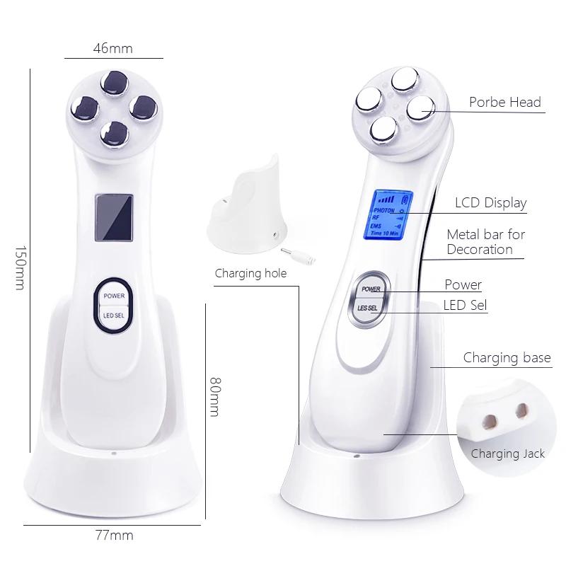 5-IN-1 RF Radio Frequency EMS Electroporation LED Photon Beauty Device Face Massager Skin Lifting Tighten Skin Care Anti-Wrinkle
