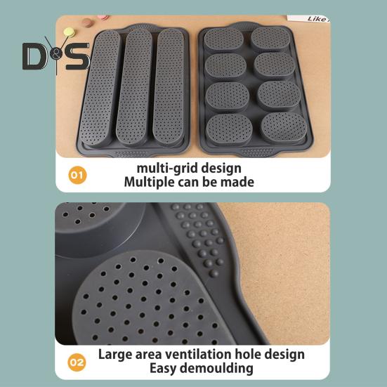 1 buc silicon pâine mucegai antiaderent alimentar grad baghetă pâine tort tavă de copt cu găuri de scurgere pentru acasă bucătărie brutărie burger chifle sandwich fursecuri