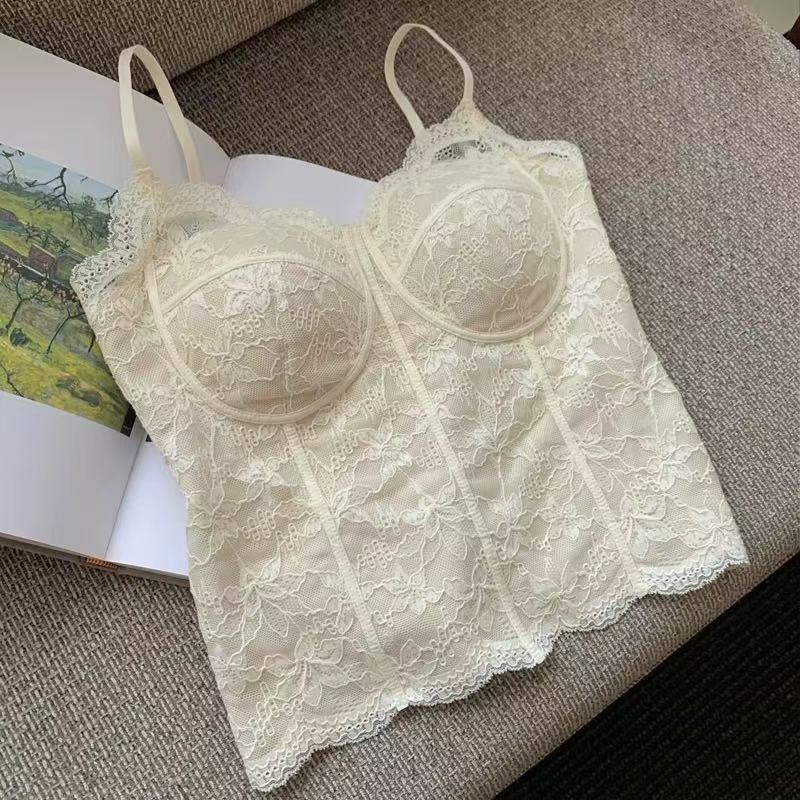 

Strawberry Jam Lace Camisole: Warm French Style with Chest Pads, Slimming Fishbone Design L (52.5-62.5 kg)