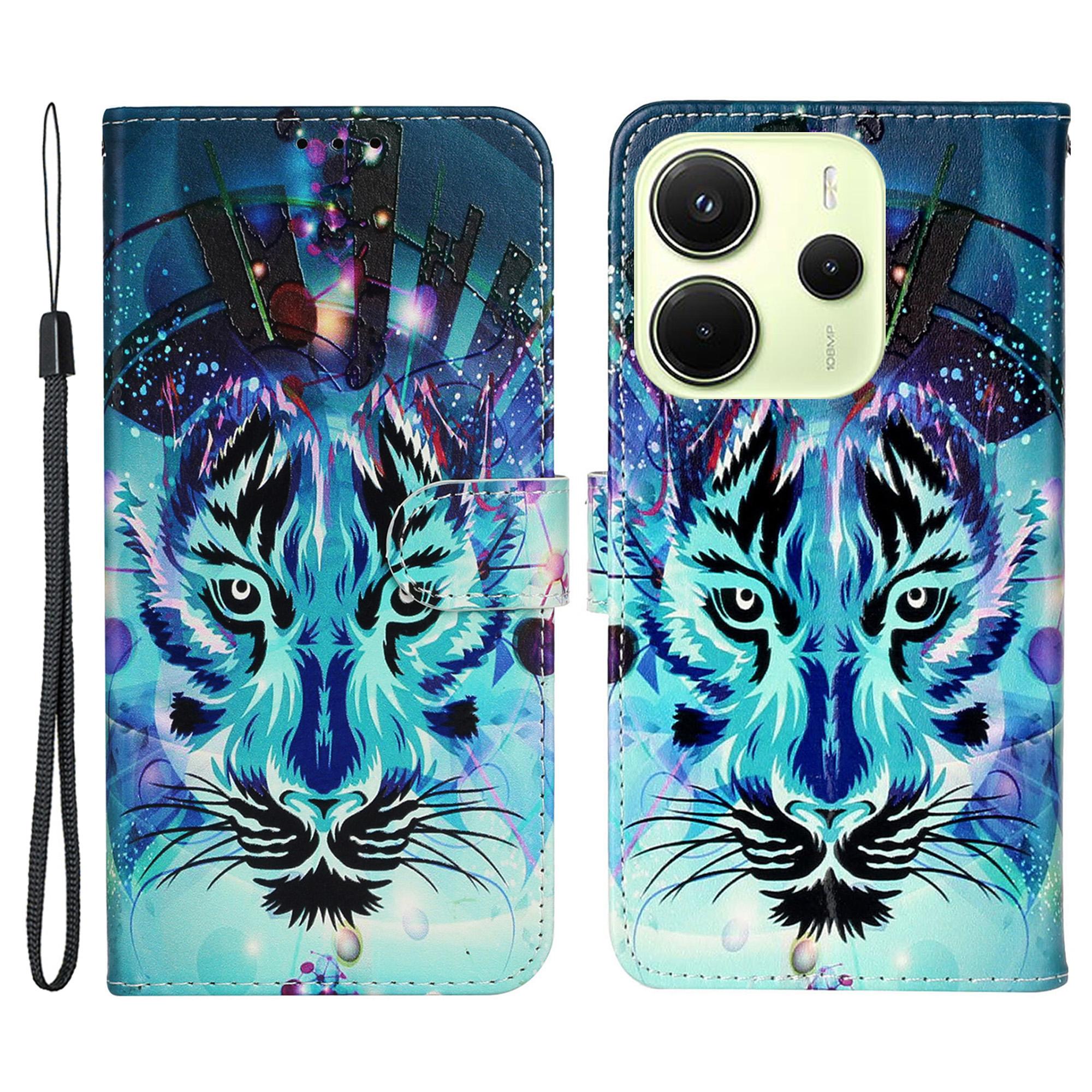 

Для Xiaomi Redmi Note 14 4G (163,25x76,55x8,16 мм) Чехол-книжка из искусственной кожи для телефона Wolf