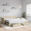 Extendable Daybed with Drawers Cream 100x200 Cm Fabric