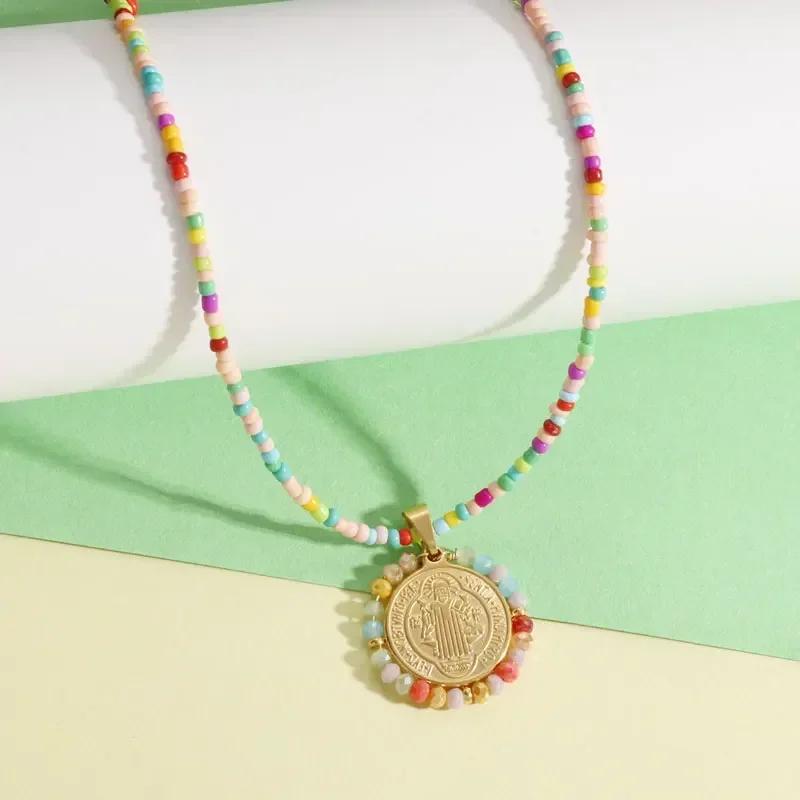 Hip Hop Iced Out San Benito San Benito Holy Medal Pendant Jesus Necklace Religious Amulet Jewelry for Men and Women