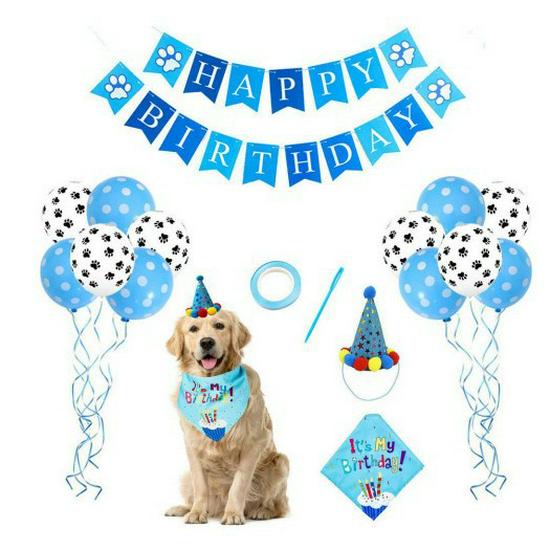 Pet Birthday Hat Costume with Balloons for Cats and Dogs