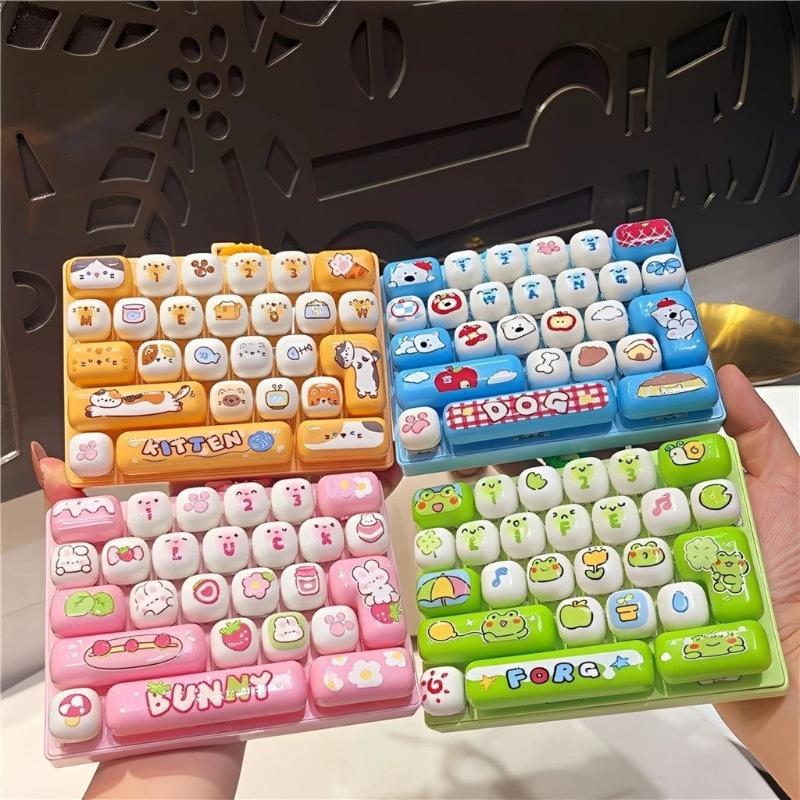 Cute Cartoon Animal Mini Keyboard Fidget Toy With Soft Press Buttons Lanyard For Bag Charms Stress Relief Kids Gifts