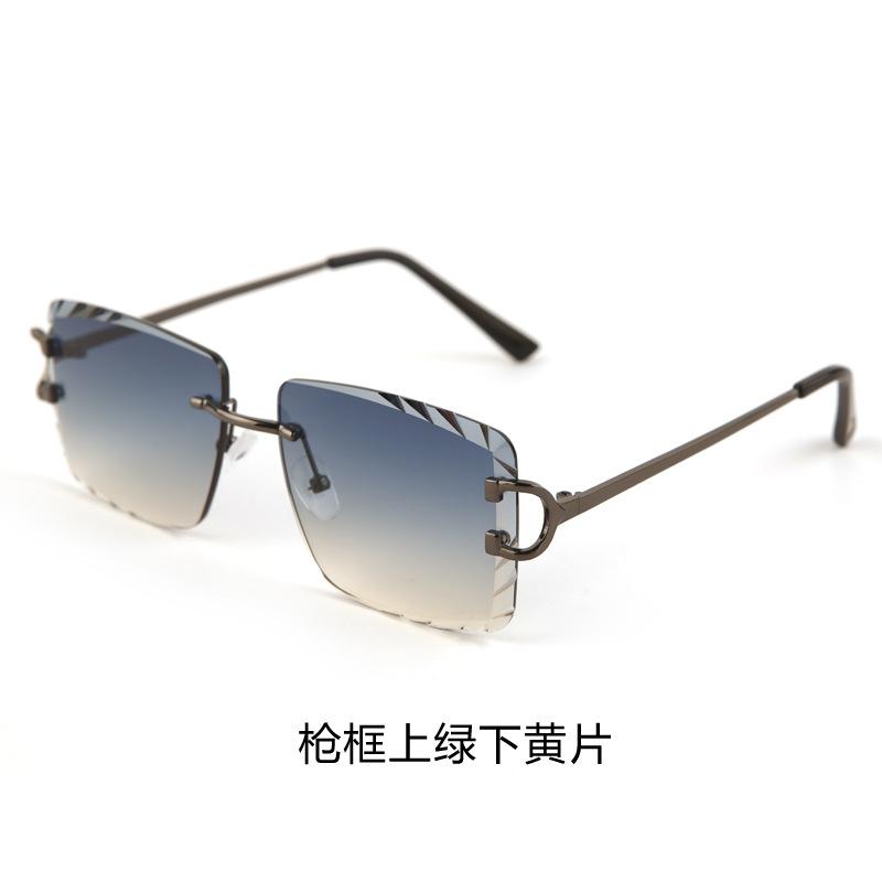 Fashion metal frameless trimmed sunglasses women's trend versatile street shot sun protection and UV protection sunglasses men