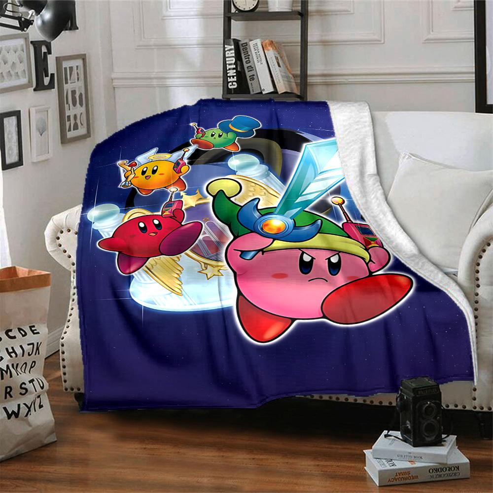 1pc Kirby Flannel Blanket, Soft Skin-Friendly with Digital Printing, Various Sizes Available