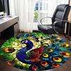 1pc Peacock StainedGlass Office Round Area Rug, Under Office Chairs Bedroom Living Room Home Decor, Room Deco