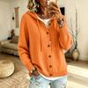 Women Loose Thick Knit Hooded Drawstring Button Cardigan Sweater