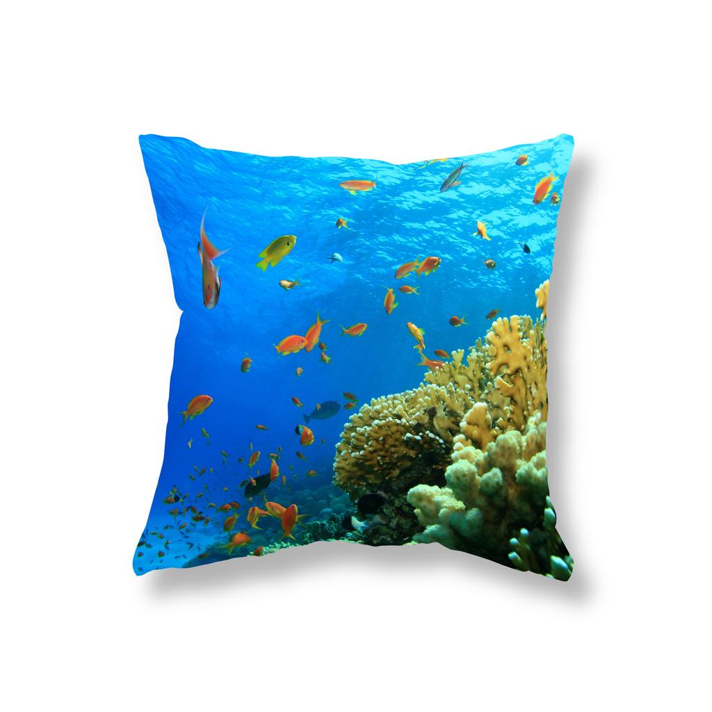 Coral Fish Marine Life Pillowcase Sofa Decoration Office Gaming Chair Cushion Cover Room Bedside Home Decor Pillowcase 45x45cm