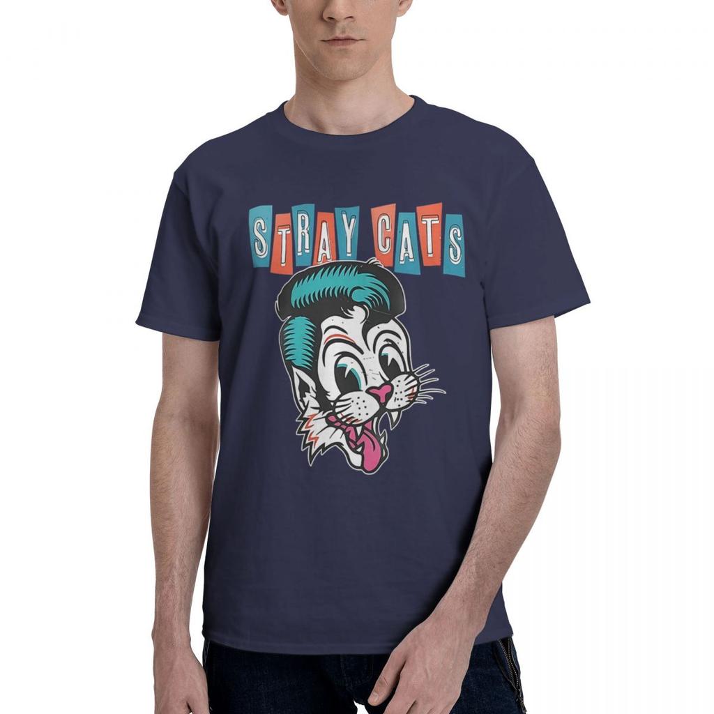 80s Music Band Stray Cats 100 Cotton Casual Breathable Confortable Vintage Mens Clothing Brands Funny Shirt