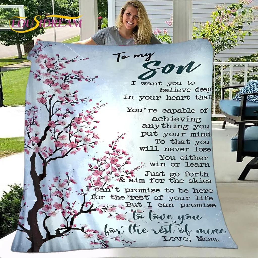 To My Son Plush Lion Wolf Dragon Eagle Quilt Blanket Soft Flannel Throw for Living Room Bedroom Bed Sofa Perfect Gift for Son