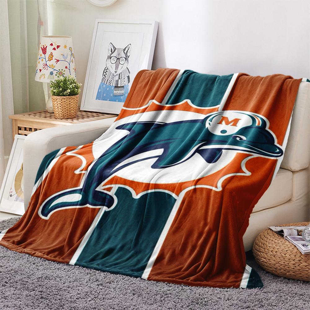 Miami Dolphins Print Flannel Blanket, High Quality Comfortable for All Seasons, Home Decor, Warmth and Comfort, Perfect for Christmas Gifts