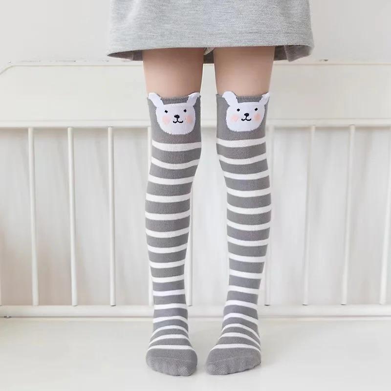 Children Knee High Socks Baby Kids Cartoon Animal Long Cotton Socks for Girls Boys Toddler School Striped Child Trendy
