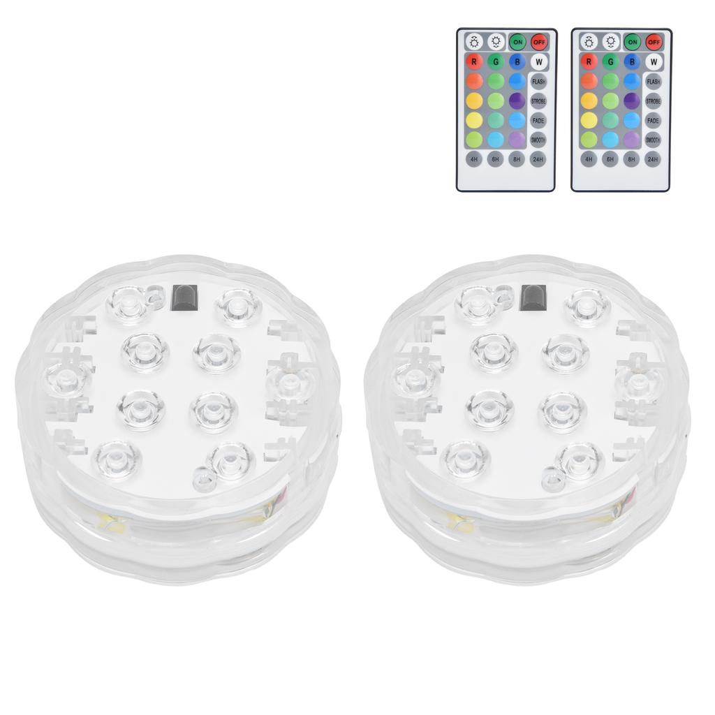 2 Stück 10LED Tauchlampe 16?Farbiges USB-Laden mit 28?Schlüssel-Fernbedienung Timing Unterwasserlampe