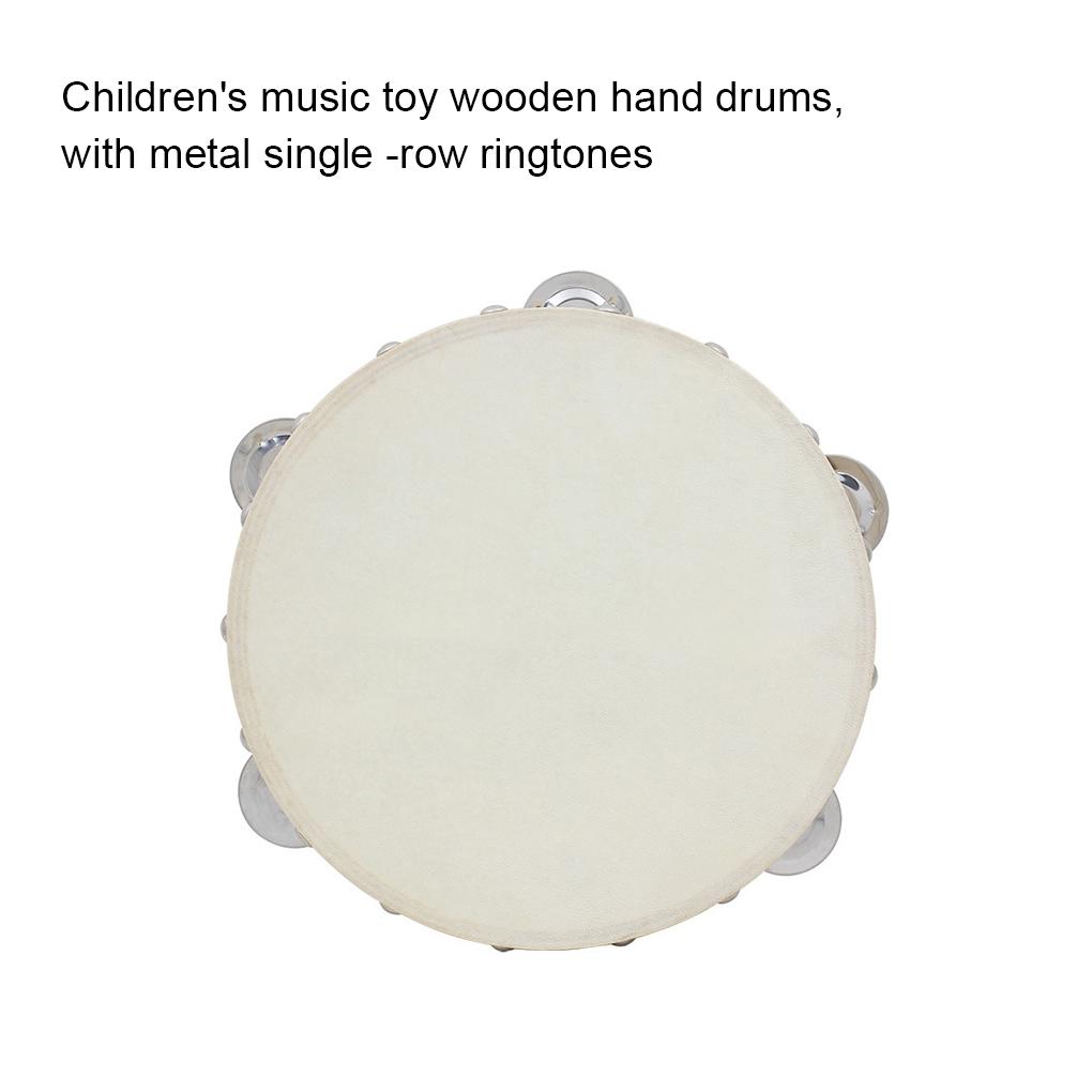 Percussion Music Toy - 8 - Inch Tambourine Hand Drum with Single - Row Bells for Kindergarten, School, Dancing & KTV