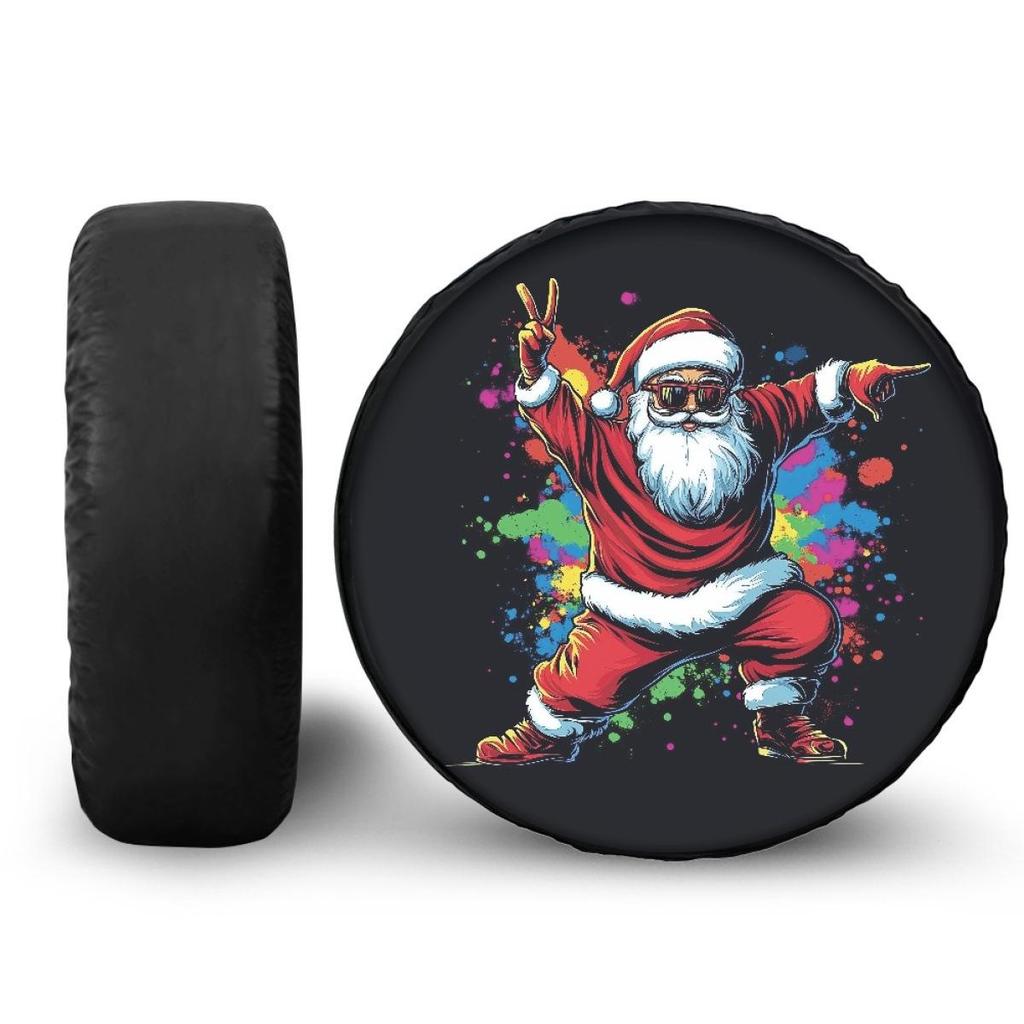 Copriruota di scorta in pelle PU personalizzabile in stile natalizio per Jeep Wrangler - Protezione antipolvere