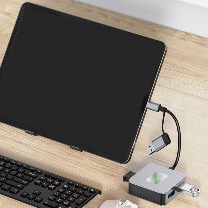 Aluminum USB C Hub 10Gbps 4 in 1 USB 3.2 Adapter with 4 USB 3.2 4 Port USB C+USB Splitter Extender for PC Laptop