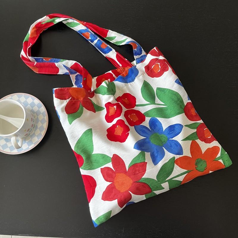 

Ins Retro Niche Flower Bag Garden Print Canvas Daily All-matching Student Shoulder Female