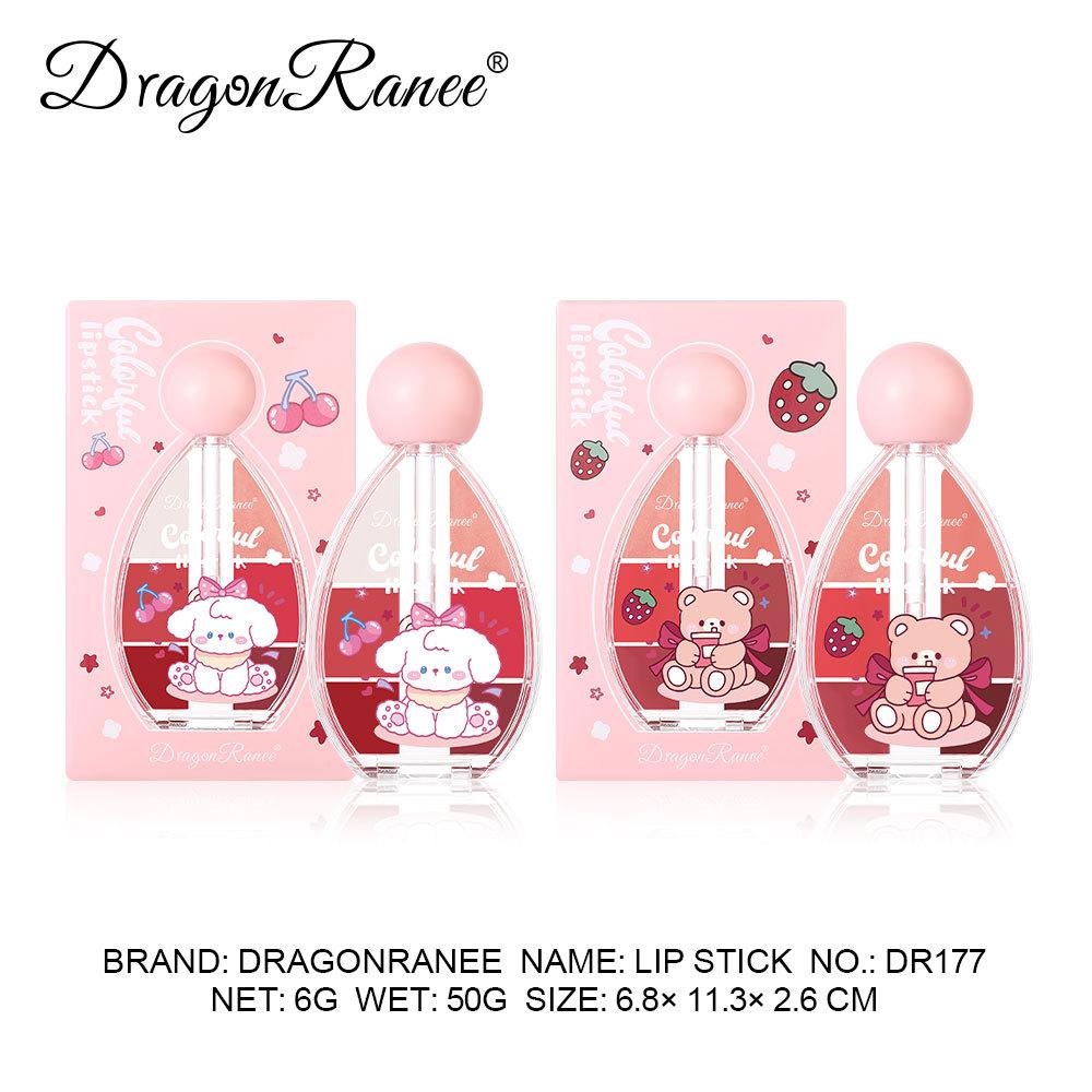 Six-color Strawberry Mirror Jelly Lipstick Palette Juicy Pink Solid Lip Gloss Set Moisturizing Lip Oil Tint with Silicone Brush