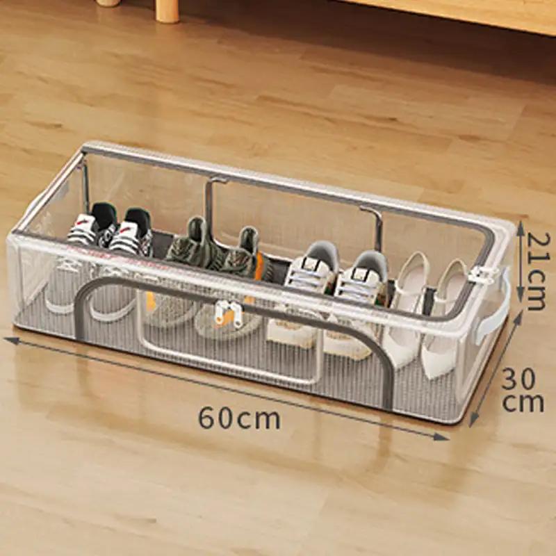 PVC Shoe Storage Box Waterproof Foldable Shoe Rack Dustproof Dormitory Bed Bottom PVC Transparent thickenedSneaker Container