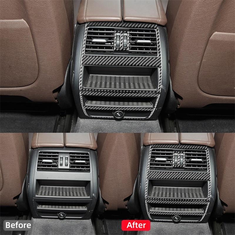 For BMW 5 Series F10 F18 2011-2017 Accessories Carbon Fiber Interior Car Rear Exhaust Vent Decoration Frame Trim Cover Stickers