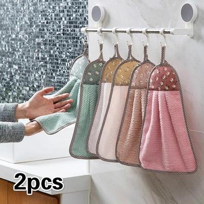 2 STÜCKE Hängendes Löschbares Handtuch Niedlich Saugfähig Haushalt Badezimmer Toilette Küche Geschirrspüllappen Taschentuch Tuch Fusselzubehör