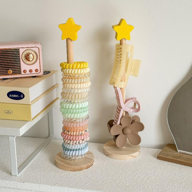 Wood Desktop Hair Rope Holder Multi-Purpose Jewelry Bracelet Organizer Display Holder For Watches Bracelets Scrunchies Hair Band