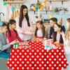 3 Pack Red and White Polka Dots Tablecloth Red Round Table Cover with White Polka Dot Round Plastic Table Cloth 84 in Round for Kitchen Dining