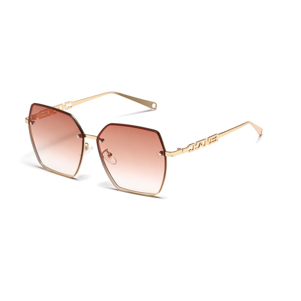 Metal Frame Glasses, Men'S Square Hollow Design Sunglasses, Women'S Ins Face-Covering Sunglasses