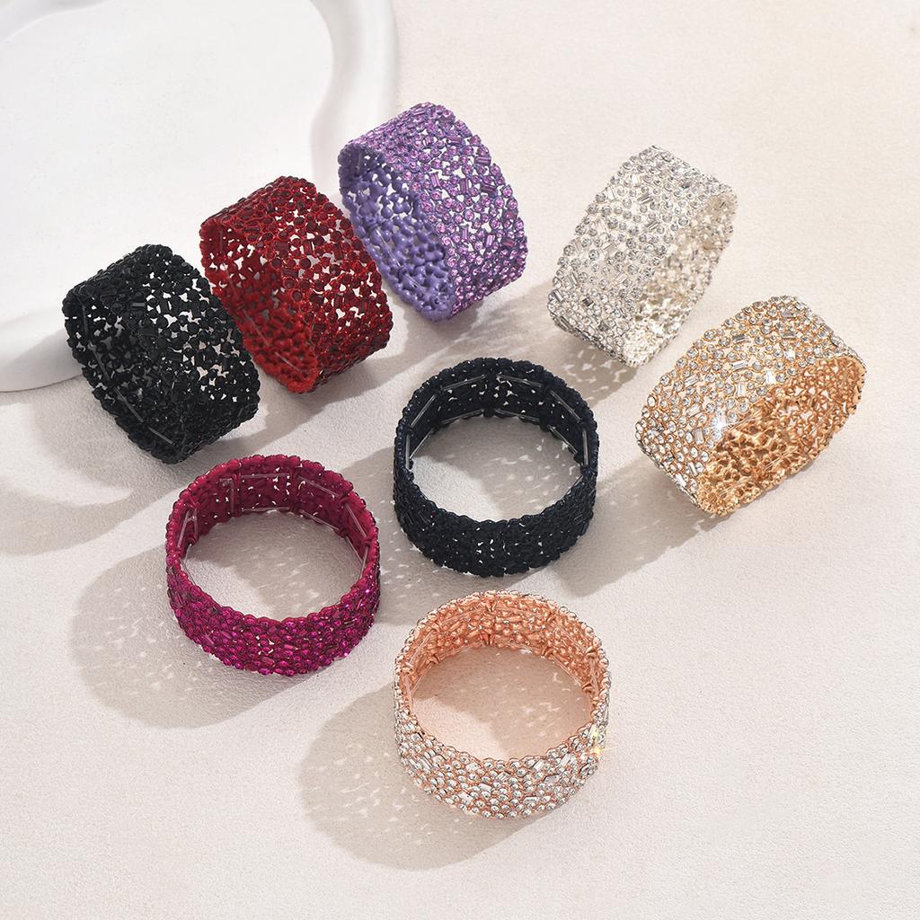 Moda Estilo Europeu e Americano Conjunto de Pulseiras Femininas Personalidade Super Brilhante Design Cravejado de Strass Pulseira de Aba Larga