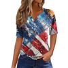 Women's Fashion Casual Independence Day Printed V-Neck Short Sleeve Button Top