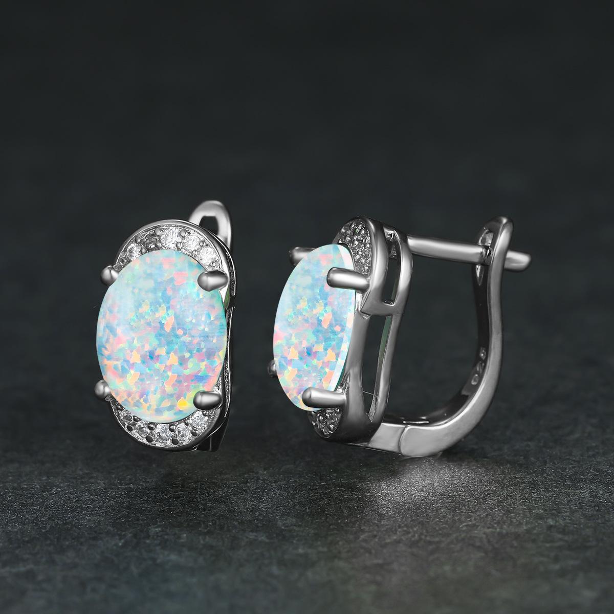 

Эллиптическая синяя окантовка белые бриллиантовые серьги-клипсы для женщин ретро простые персонализированные универсальные аксессуары