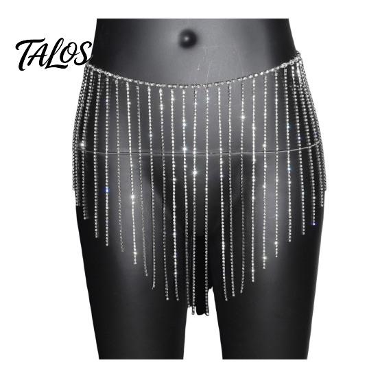 Adjustable Waist Chain for Parties Rhinestone Tassel Women, Sparkly Sexy Belly Dance Body Skirt-Style Stage Performance Accessory Hip Accessory,