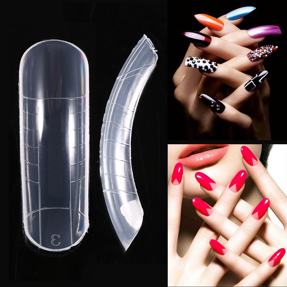 120pcs Dual System Form  Extension False Nail Tips Nail Art Tips UV Gel DIY 12 Sizes with Lines