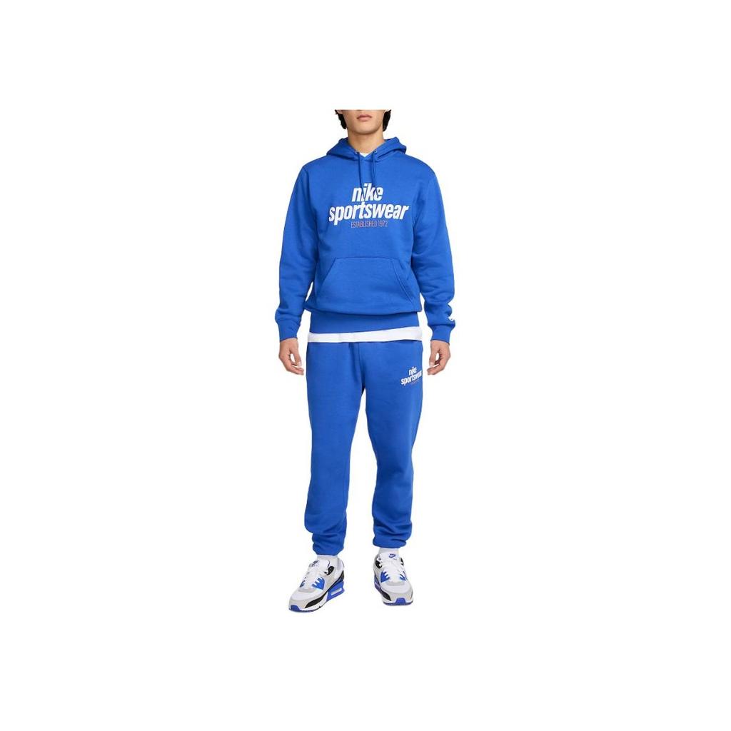 Nike Letter Logo Loose Fit Long Sleeve Hoodie Men hoodies Blue HJ2160-480