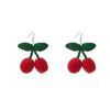 Feng Timo, Gli Stessi Orecchini a Bottone Esagerati Ciliegia Peluche Dolci Coreani, Moda Autunno Inverno Dolci Personalizzati Orecchini Frutta